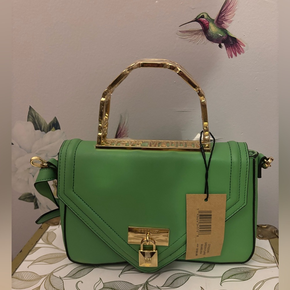 🧩 Steve Madden Lt. Green Bginevra Pad Lock Crossbody Handbag NWT 🧩